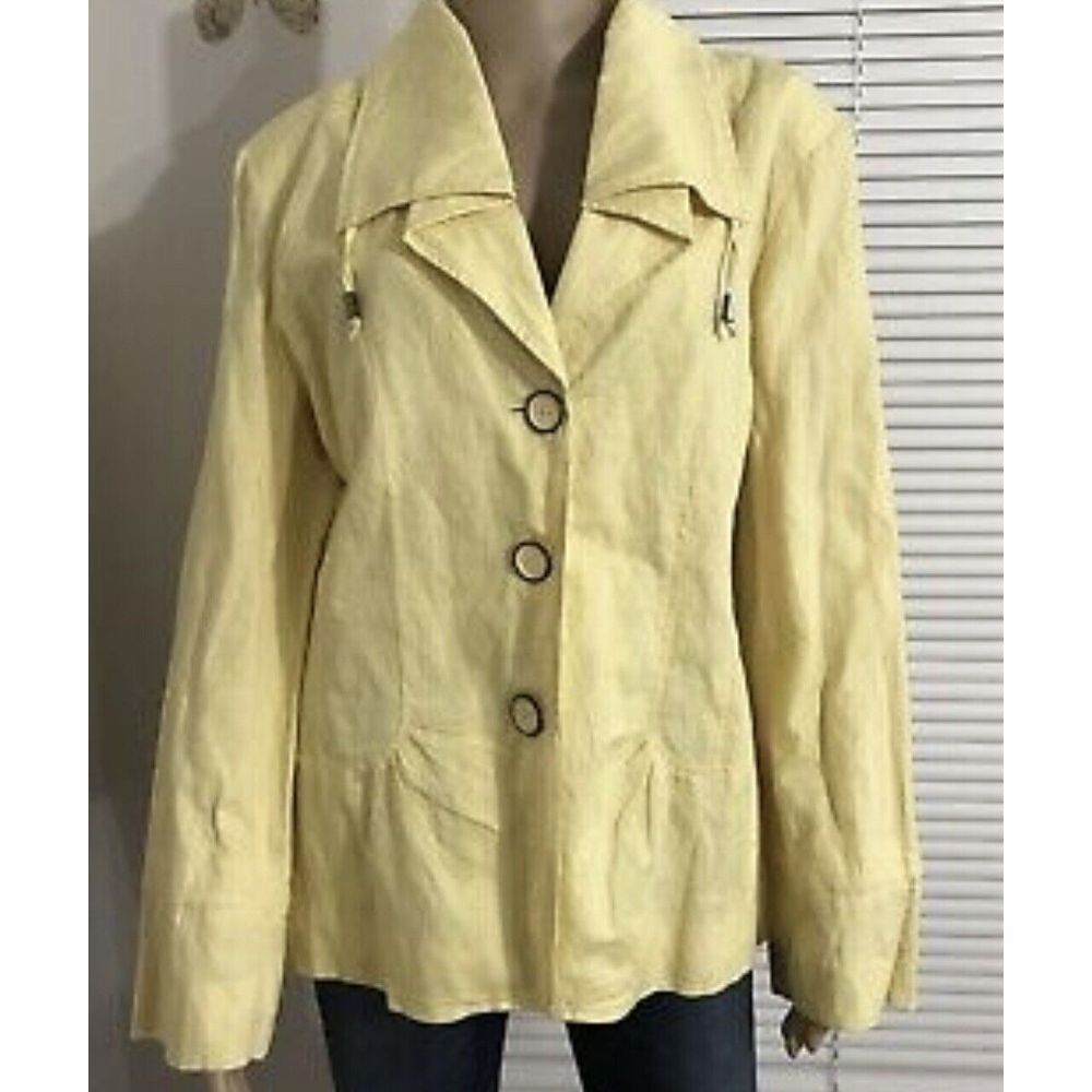 NWT $109 Chico's Cotton/Linen Jacket Oceanic Isle Golden Haze YELLOW 4 20/22 NEW